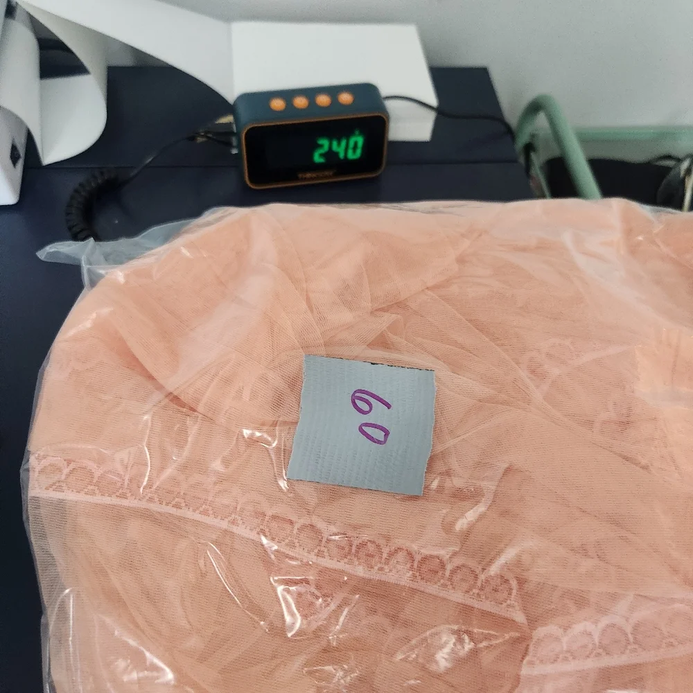 Vintage Glamour Peach Peignoir Lace Robe Fits Large Coquette Girl Feminine - Picture 13 of 14